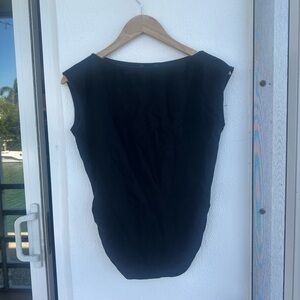 Theory Classic Black Boat Neck Top with Rouching